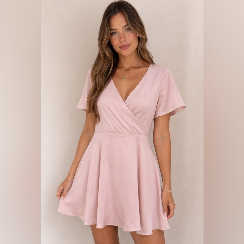 Express Blush Pink Fit & Flare Dress – Size 10